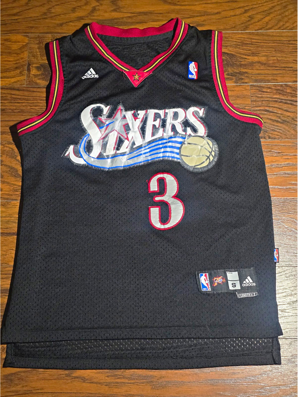 Adidas Allen Iverson #3 Philadelphia 76ers Sixers Black Jersey Men’s S +2